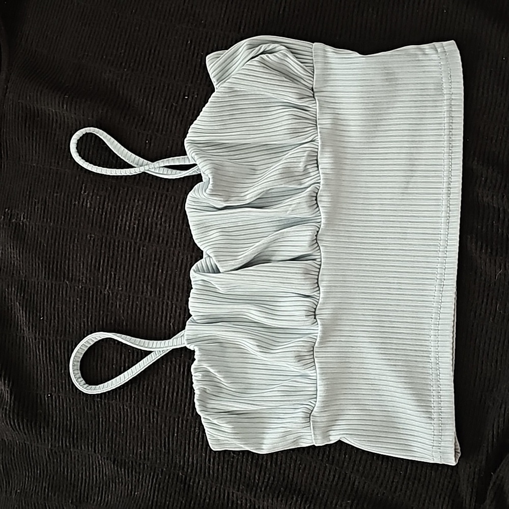 Powder blue speghetti strap crop